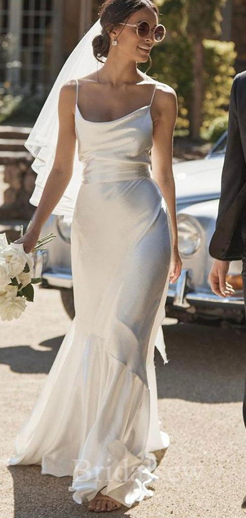 Simple Mermaid Straps Elegant Classic Garden Beach Vintage Long Wedding Dresses WD300