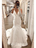 Simple Satin Mermaid Princess Vintage Dream Beach Long Wedding Dresses, Bridal Gown WD450