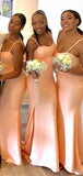 Simple Spaghetti Straps Mermaid Long Formal Bridesmaid Dresses BD093