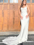 Simple Spaghetti Straps Mermaid Vintage Dream Beach Long Wedding Dresses WD211