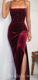 Spaghetti Straps Burgundy New Sexy Mermaid Stylish Long Party Evening Prom Dresses PD964