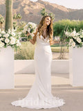 Spaghetti Straps Elegant Mermaid Simple Garden Vintage Dream Beach Long Wedding Dresses WD507