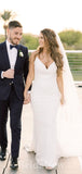 Spaghetti Straps Elegant Mermaid Simple Garden Vintage Dream Beach Long Wedding Dresses WD507