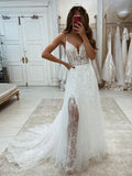 Spaghetti Straps Elegant Princess Charming Garden Vintage Dream Beach Long Wedding Dresses WD229