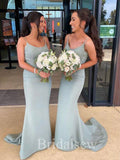 Spaghetti Straps Mermaid Elegant Long Formal Bridesmaid Dresses, Wedding Guest Dress BD165