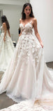 Spaghetti Straps Princess Charming Garden Vintage Dream Beach Long Wedding Dresses WD227