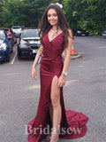 Spaghetti Straps Satin Fashion Elegant Mermaid Formal Long Evening Prom Dresses PD1050