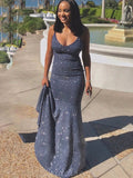 Spaghetti Straps Simple Cheap Mermaid Unique Long Modest Prom Dresses PD079