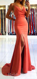 Spaghetti Straps Simple Long Mermaid Stylish Modest Elegant Evening Prom Dresses PD940