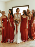 Spaghetti Straps Simple Summer Popular Long Formal Bridesmaid Dresses BD190