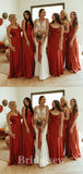 Spaghetti Straps Simple Summer Popular Long Formal Bridesmaid Dresses BD190