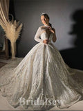 Sparkly A-line Elegant Plus Size Vintage Dream Beach Long Wedding Dresses, Bridal Gown WD527