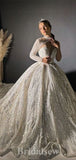 Sparkly A-line Elegant Plus Size Vintage Dream Beach Long Wedding Dresses, Bridal Gown WD527