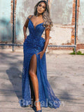 Sparkly Sequin Blue Mermaid Best Modest Party Women Long Evening Prom Dresses PD649