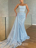 Sparkly Sequin Light Blue Mermaid Fashion Best Long Women Evening Prom Dresses PD725