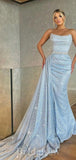 Sparkly Sequin Light Blue Mermaid Fashion Best Long Women Evening Prom Dresses PD725