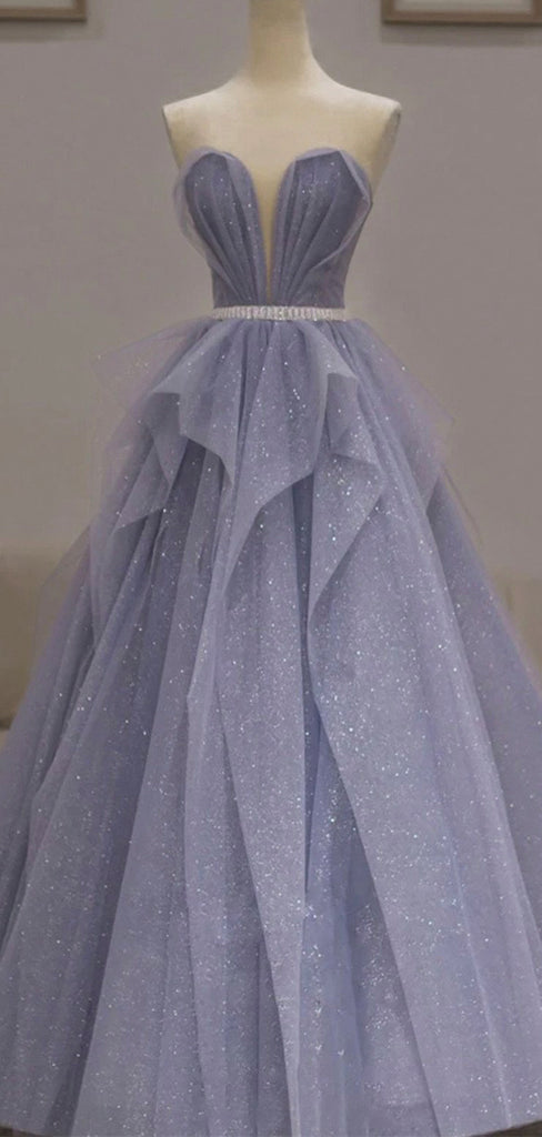Sparkly Sequin Light Purple Modest Gorgeous Long Prom Dresses PD139