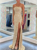 Sparkly Sequin Mermaid Elegant Black Girls Slay Popular Evening Modest Long Prom Dresses PD491