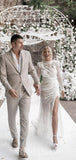 Sparkly Sequin long Sleeves Brilliant Mermaid Garden Vintage Dream Beach Long Wedding Dresses WD509