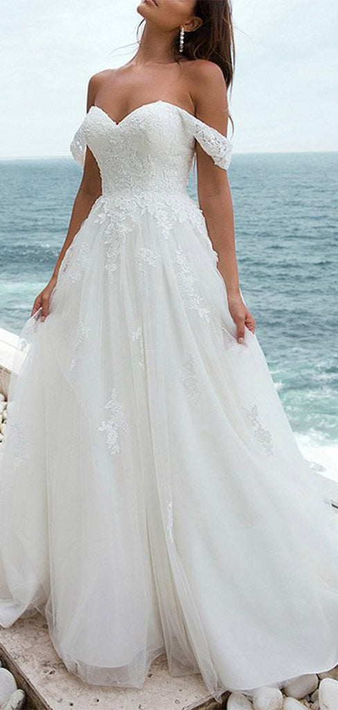 Strapless Off The Shoulder Tulle Lace Vintage Dream Beach Long Wedding Dresses WD221