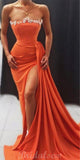 Strapless Sexy Slit Mermaid Satin Elegant Formal Black Girls Slay Evening Long Prom Dresses PD545
