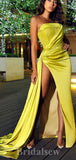 Strapless Unique High Slit Mermaid Satin Elegant Long Women Evening Prom Dresses PD799