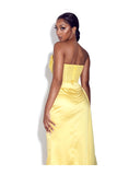 Strapless Unique High Slit Mermaid Satin Elegant Long Women Evening Prom Dresses PD799