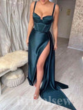 Straps Mermaid Black Girl Slit Satin Glitter Long Fashion Women Evening Prom Dresses PD694