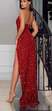 Strapless Red Mermaid Sequin Sparkly Women Long Prom Dresses, Evening Dress PD383