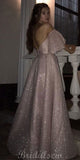 Stunning Pink Off the Shoulder Puffy Length High Slit Prom Dresses PD015