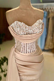 Unique Design Mermaid Modest Satin Glitter Long Party Women Evening Prom Dresses PD692