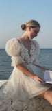 Unique Design Newest Vintage A-line Romantic Beach Wedding Dresses WD153