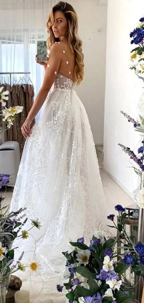 Unique Elegant Princess Charming Garden Vintage Dream Beach Long Wedding Dresses WD228
