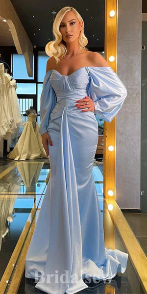 Sexy Soft Satin Spaghetti V-Neck Sleeveless Open Back Side Slit Mermaid Long Prom Dresses,PD0780