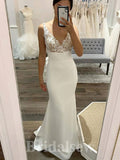 Unique Mermaid Sleeveless Classic Fitted Beach Elegant Vintage Long Wedding Dresses WD386