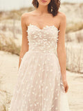 Unique New A-line Strapless Fairy Long Wedding Dresses, Bridal Gown WD165