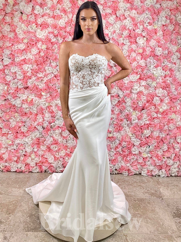 Unique New Best Mermaid Classic Fitted Beach Vintage Long Wedding Dresses WD390
