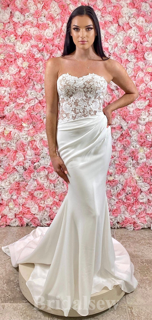 Unique New Best Mermaid Classic Fitted Beach Vintage Long Wedding Dresses WD390
