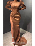 Unique New Elegant Mermaid Long Sleeves Modest Long Party Evening Prom Dresses PD1351