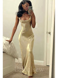 Unique Shiny Simple Straps Women Long Evening Party Prom Dresses PD567