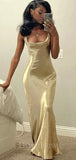 Unique Shiny Simple Straps Women Long Evening Party Prom Dresses PD567