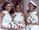 Unique Short A-line White Satin Bridesmaid Dresses BD065