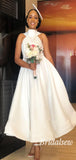 Unique Short A-line White Satin Bridesmaid Dresses BD065