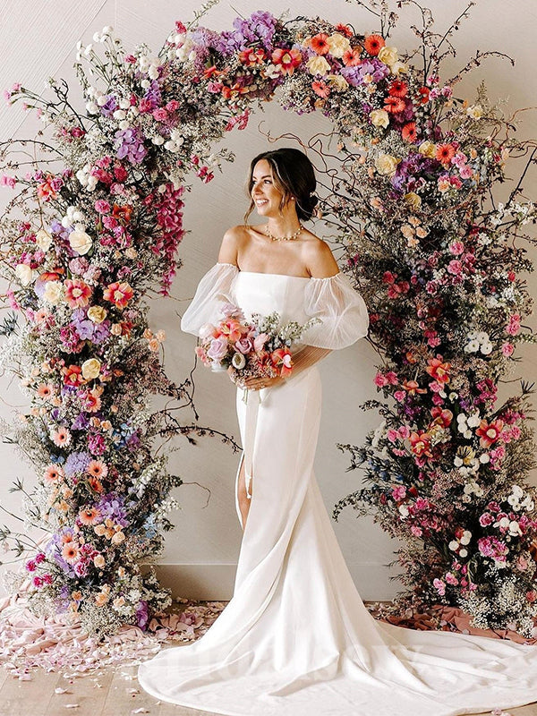 Unique Simple Mermaid Long Sleeves Beach Elegant Vintage Long Wedding Dresses WD385