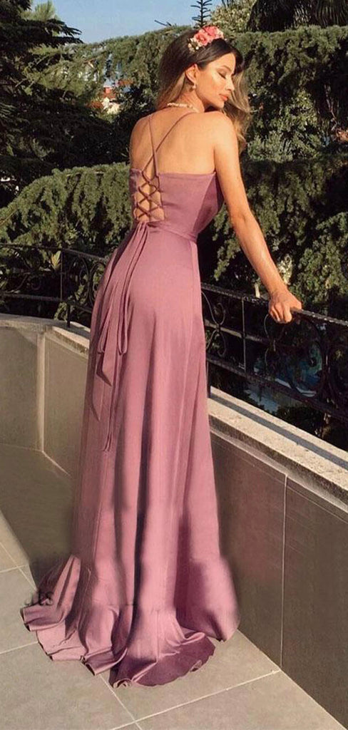 Unique Spaghetti Straps Modest Simple Elegant Evening Long Prom Dresses PD322