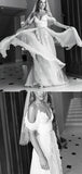 A-line Chiffon Unique Charming Beach Long Wedding Dresses, Bridal Gown WD086