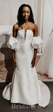 Unique Satin Best Mermaid Classic Fitted Beach Vintage Long Wedding Dresses WD392