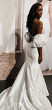 Unique Satin Best Mermaid Classic Fitted Beach Vintage Long Wedding Dresses WD392