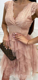 V-Neck Lace Lovely Short Prom Dresses, A-line Fairy Princess Homecoming Dresses, HD021