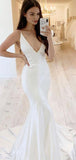 V-Neck Simple Romantic Mermaid Vintage Garden Beach Long Wedding Dresses WD207